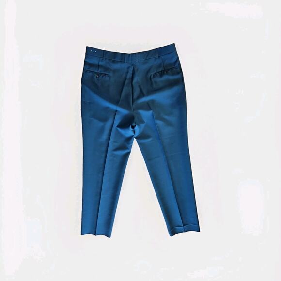 VTG 80s Mens‎ Teal Green Pleat Pants Retro 40x36 Gino Cappeli Designer Unhemmed - Picture 3 of 9